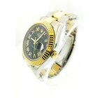Rolex Datejust II Steel and Yellow Gold Black Diamond Roman Dial 41mm Watch